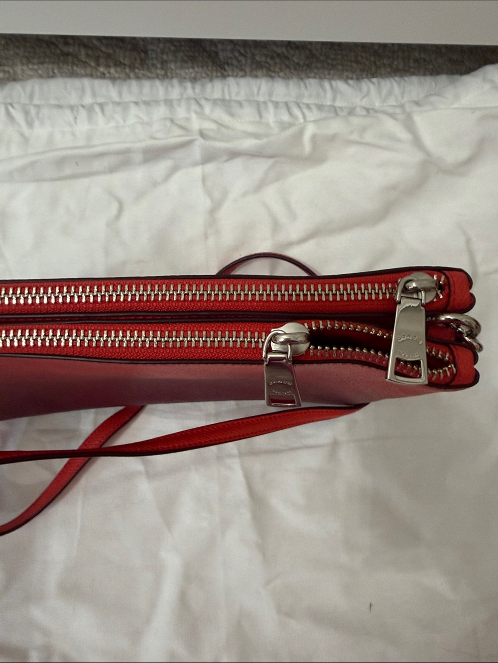 COACH Red Ombre Pebbled Leather Crossbody - Picture 2 of 4
